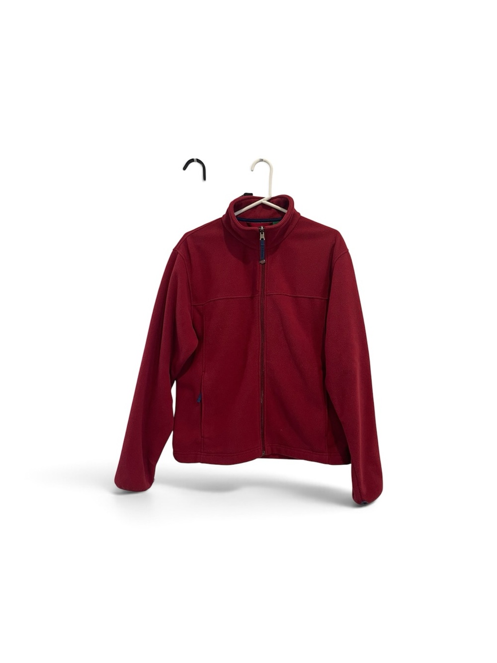 L.L. Bean Deep Red Fleece Mock Neck Collar Zip-Up Jacket